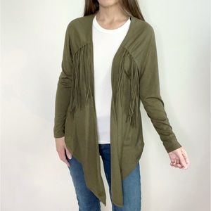 YA LOS ANGELES Fringe Front Green Western lightweight Cardigan size Small